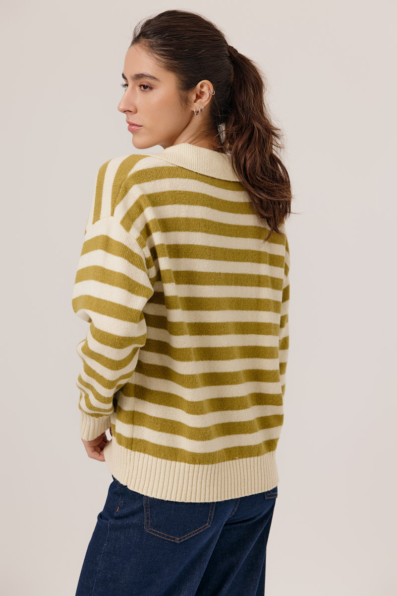 JERSEY RAYAS ELONIE COLOR OLIVA/CRUDO 3